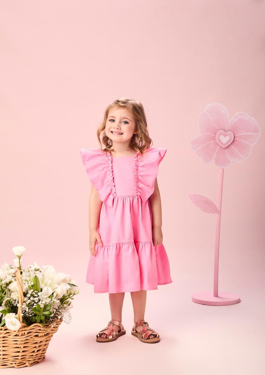 Vestido tricoline rosa Momi